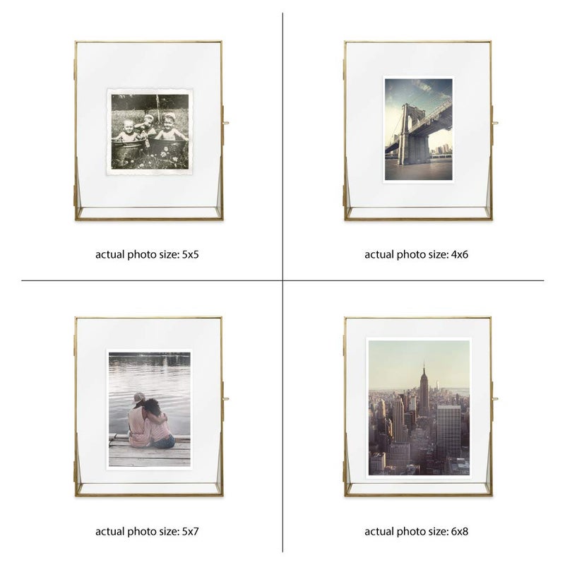 Isaac Jacobs 8x10 Antique Gold, Vintage Style Brass and Glass, Floating Photo Frame, Metal, (Vertical), with Locket Closure and Angled Base, for Pictures, Art, Mementos, Keepsakes (8x10, Antique Gold) - Image 2